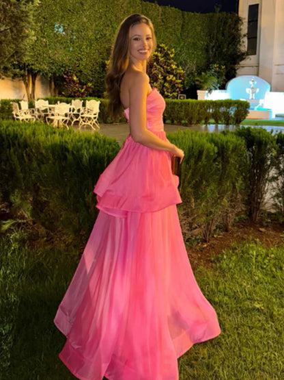 Sweetheart Sleeveless A-line Tulle Long Prom Dresses For Party SD1586