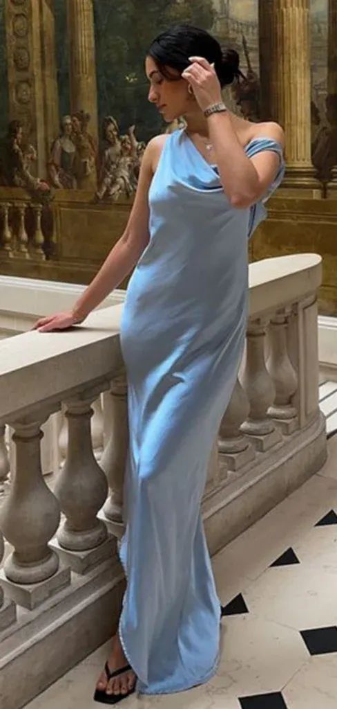 Formal One-shoulder Sleeveless Mermaid Satin Evening Prom Dresses SD1591