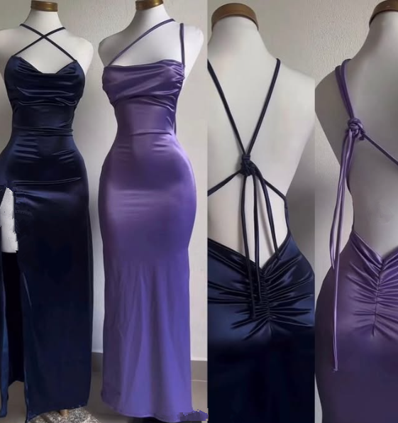 Sexy Mermaid Straps Sleeveless Floor Length Backless Evening Dress Prom Dresses SD1597