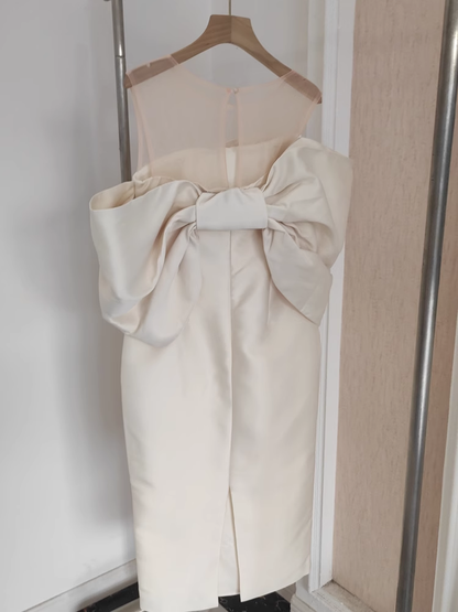 Sexy Sheath Strapless Ivory Vacation Dress Satin Women Dresses SD160