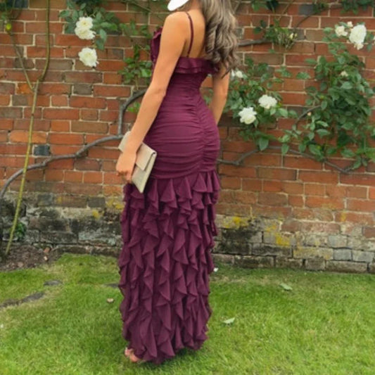 Sexy Mermaid Spaghetti Straps Ankle Length Chiffon Evening Dress Prom Dresses SD1642