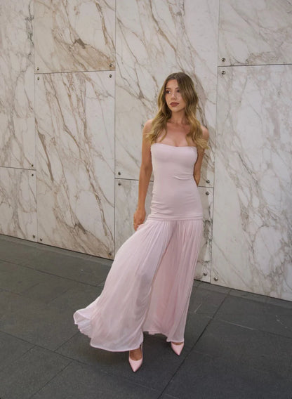 Modest Mermaid Pink Long Prom Dresses Formal Graduation Party Dress Evening Dress SD1664