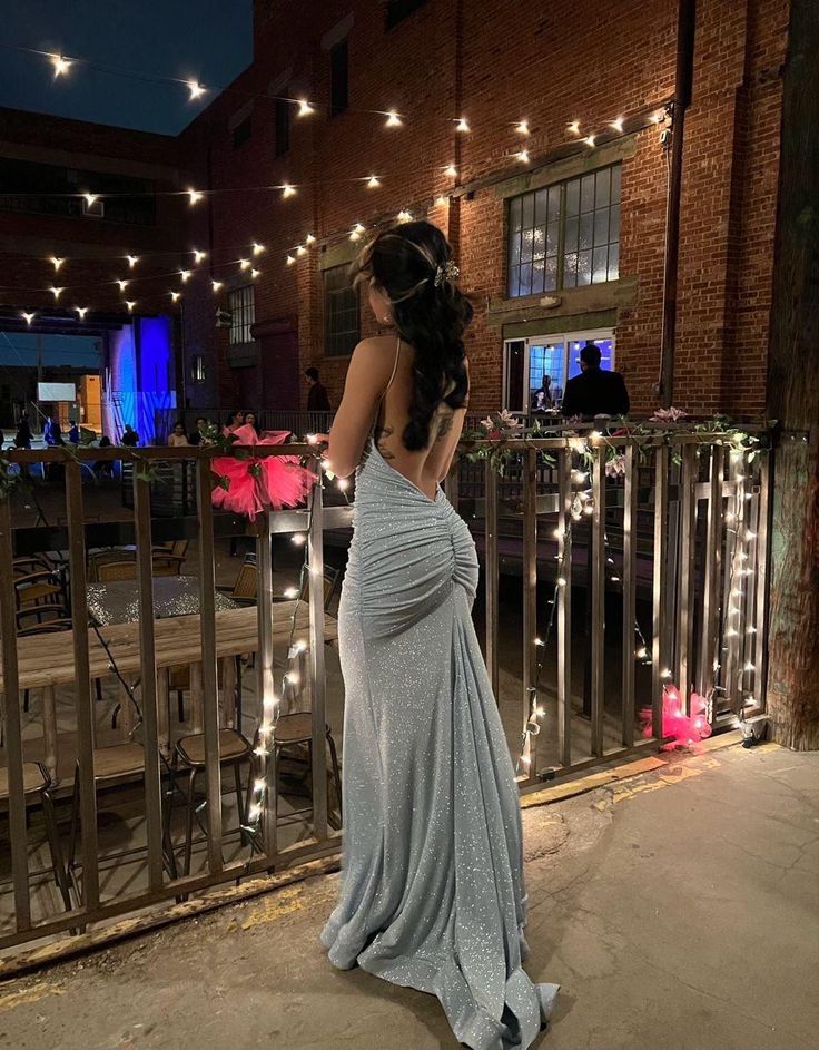 Pretty Sheath Spaghetti Straps Sequin Backless Long Evening Dress Prom Dresses SD1730