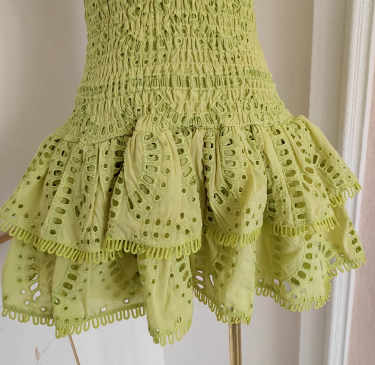 Cute Sheath Strapless Bud Green Lace Vacation Dress Short Birthday Dresses SD175