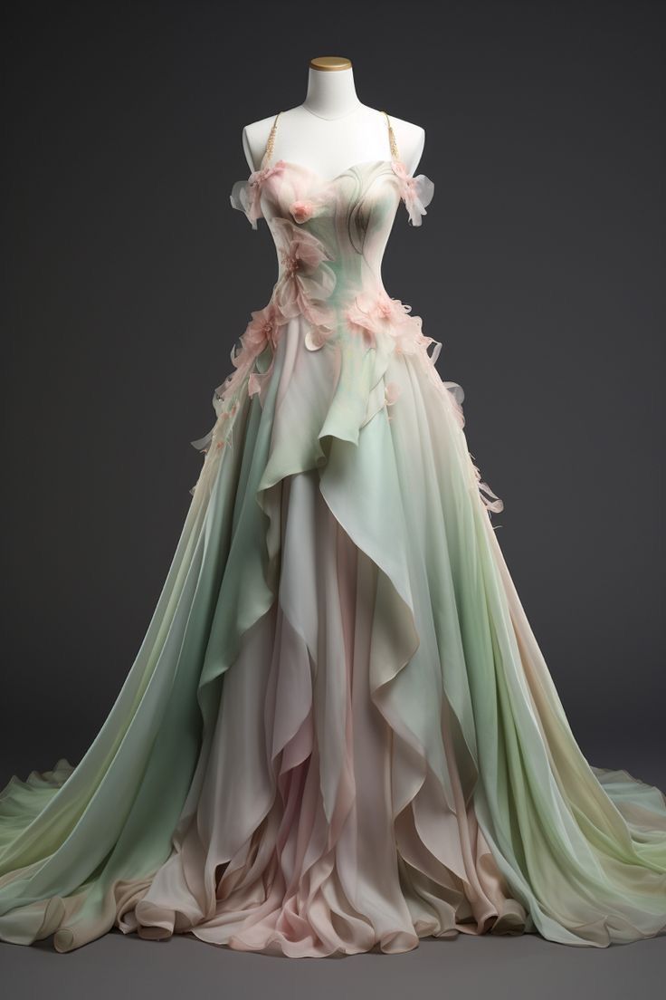 Aesthetic Ball Gown Sweetheart Orange Chiffon Floral Evening Dress Long Prom Dresses main image 0