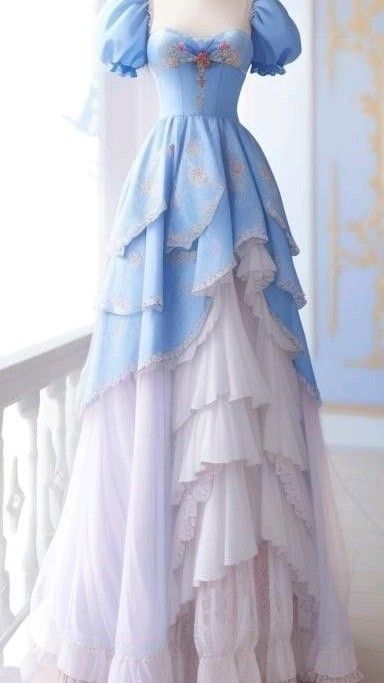 Retro Ball Gown Sweetheart Layers Blue Party Dress Long Prom Dresses Evening Dress SD1786