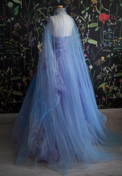 Retro Ball Gown Sweetheart Lace Layers Evening Dress Prom Dresses With Cape SD1794