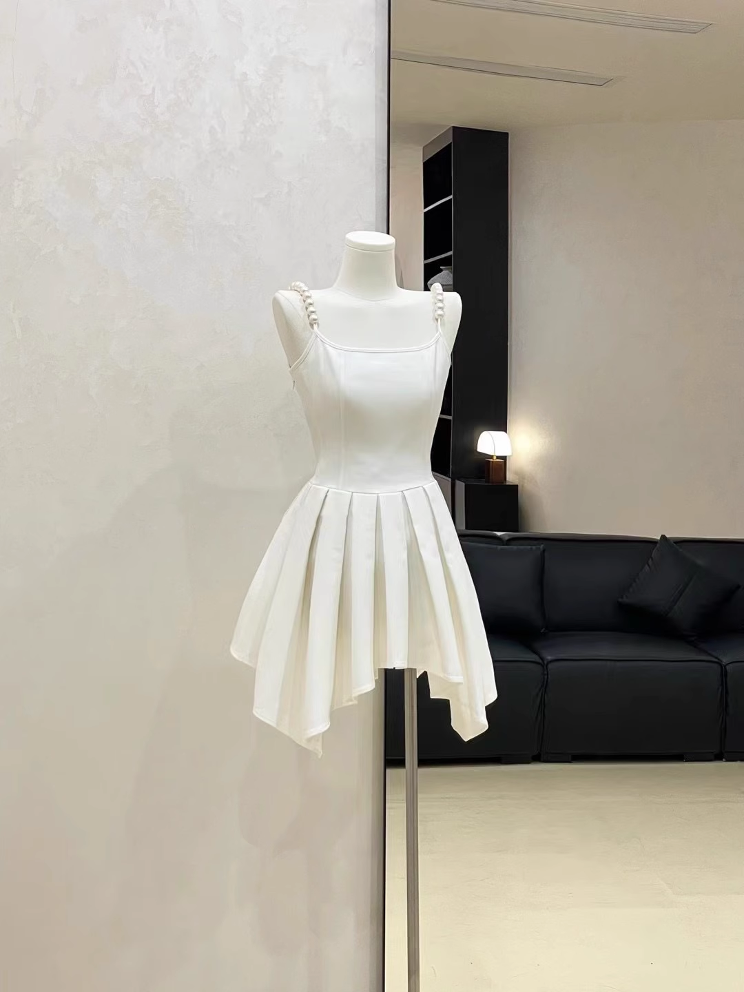 Cute A line Spaghetti Straps Ruffled White Women's Short Vacation Dresses SD183