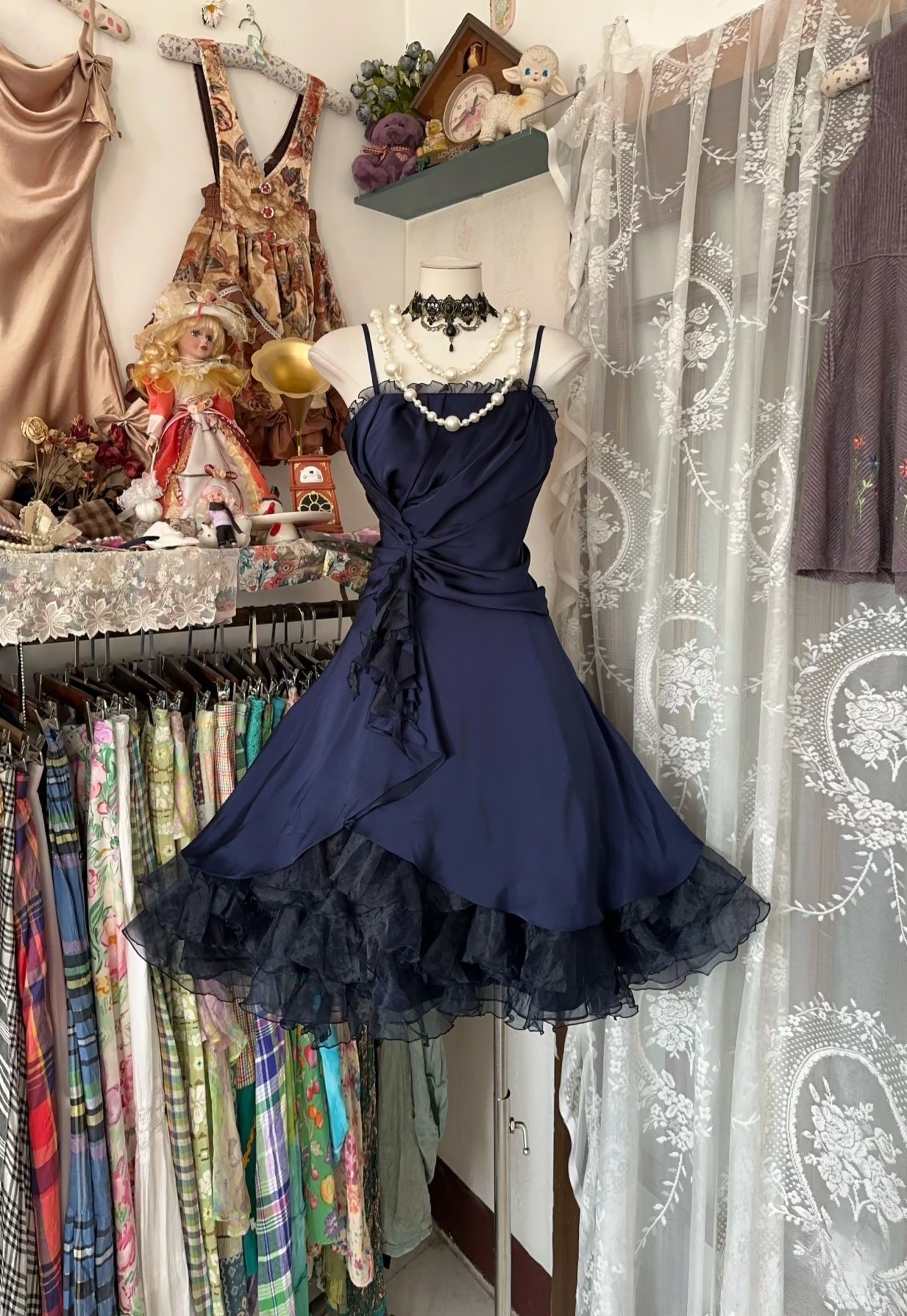 Vintage Fashion Ball Gown Navy Blue Short Length Homecoing Birthday Dress Cocktail Dresses SD1891