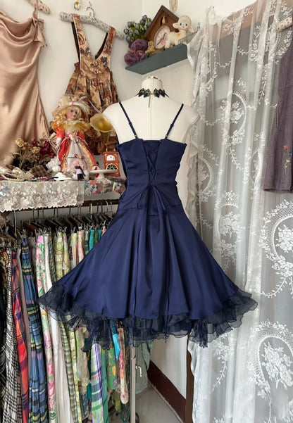 Vintage Fashion Ball Gown Navy Blue Short Length Homecoing Birthday Dress Cocktail Dresses SD1891