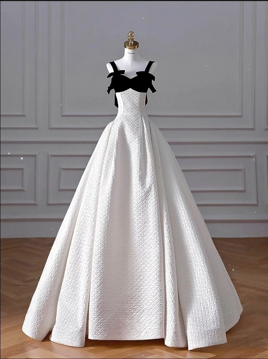 Vintage Fashion A line Straps White Satin Floor Length Evening Dress Prom Dresses SD1912