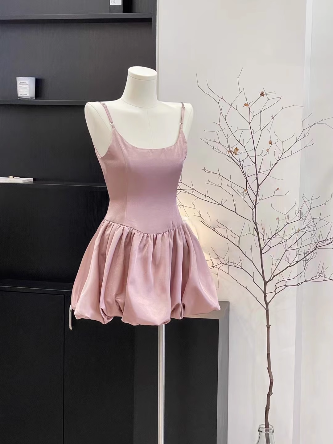 Cute A Line Spaghetti Straps Ruffled Pink Women's Short Holiday Dresses Homecoming Dress SD197