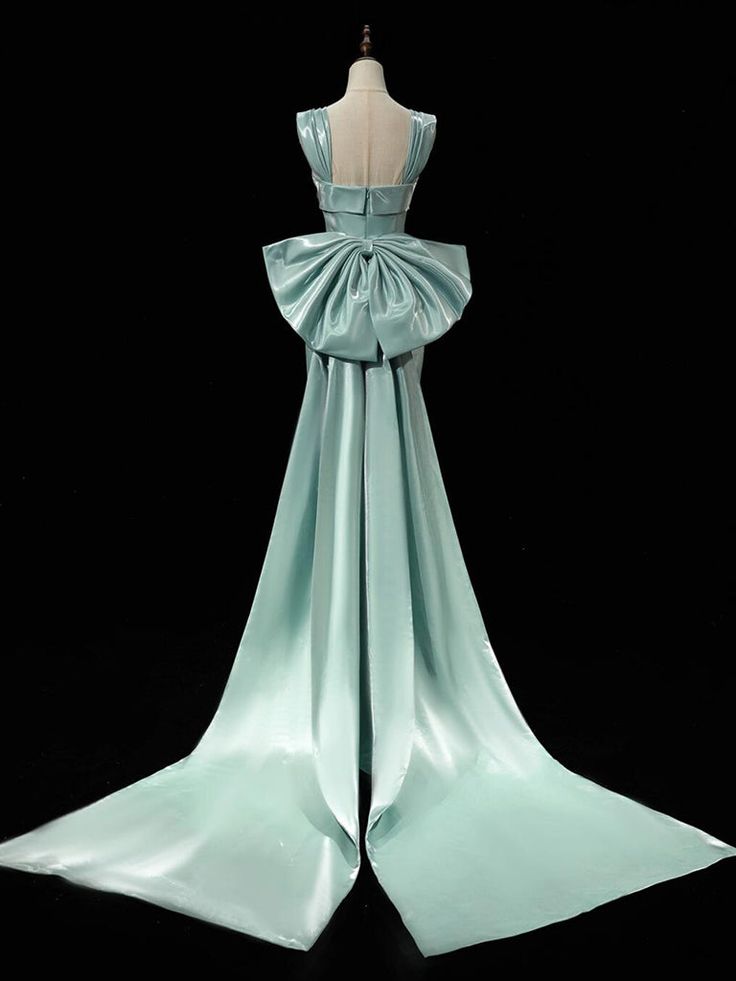 Simple Satin Long Prom Dress Long Formal Dress With Bow Evening Gowns SD2000