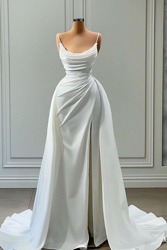 Mermaid Spaghetti strap Floor-length Sleeveless High Split With Side Train Prom Dress SD2004