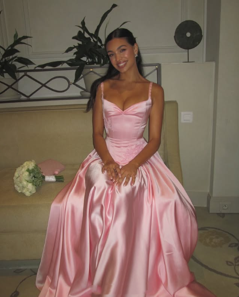 Elegant A Line Spaghetti Straps Floor-length Satin Long Pink Evening Dress Prom Dresses SD2033