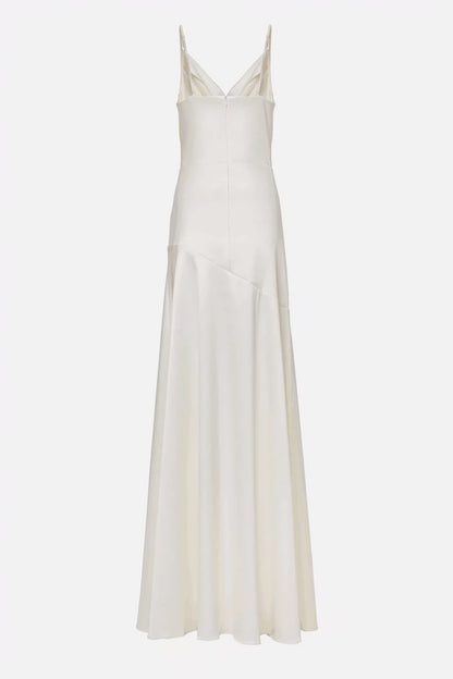 Gorgeous Mermaid Spaghetti Straps Floor-length White Slit Evening Dress Prom Dresses SD2055
