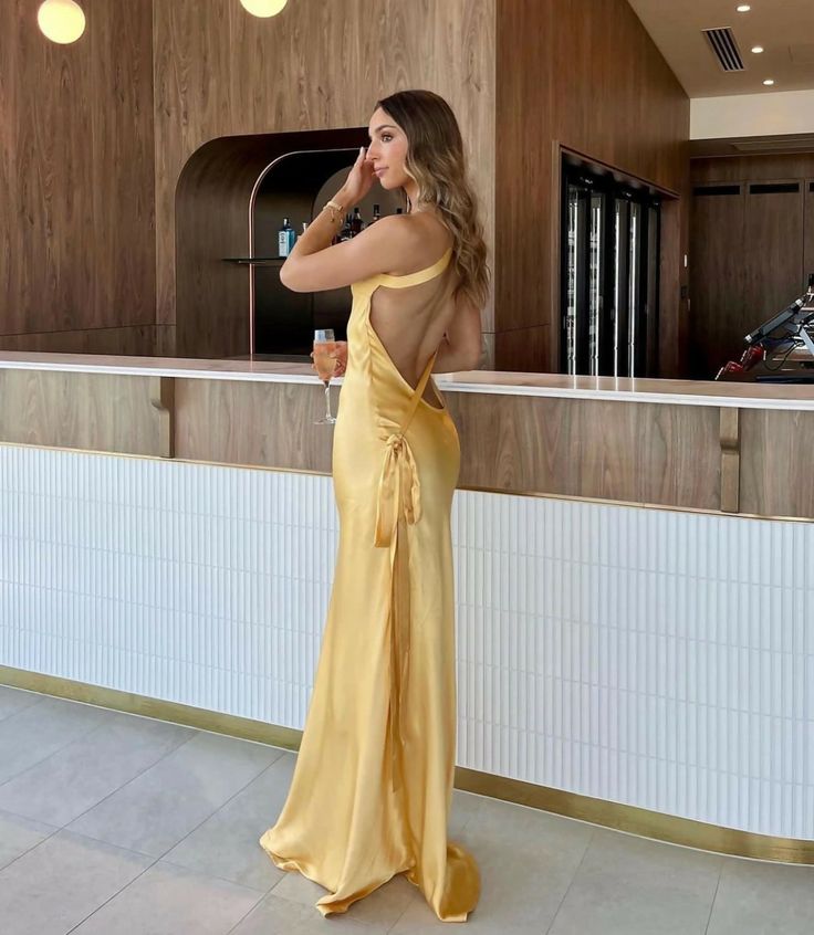 Classy Mermaid One Shoulder Yellow Long Evening Dress Prom Dresses With Backless SD2074