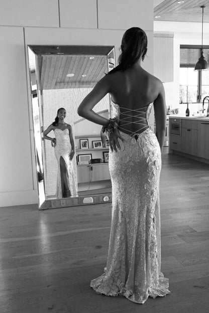 Classy Mermaid Sweetheart Lilac Sequin Slit Long Evening Dress Prom Dresses SD2076