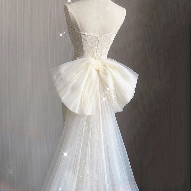 Timeless Mermaid Sweetheart Lace White Satin Wedding Dresses SD2124