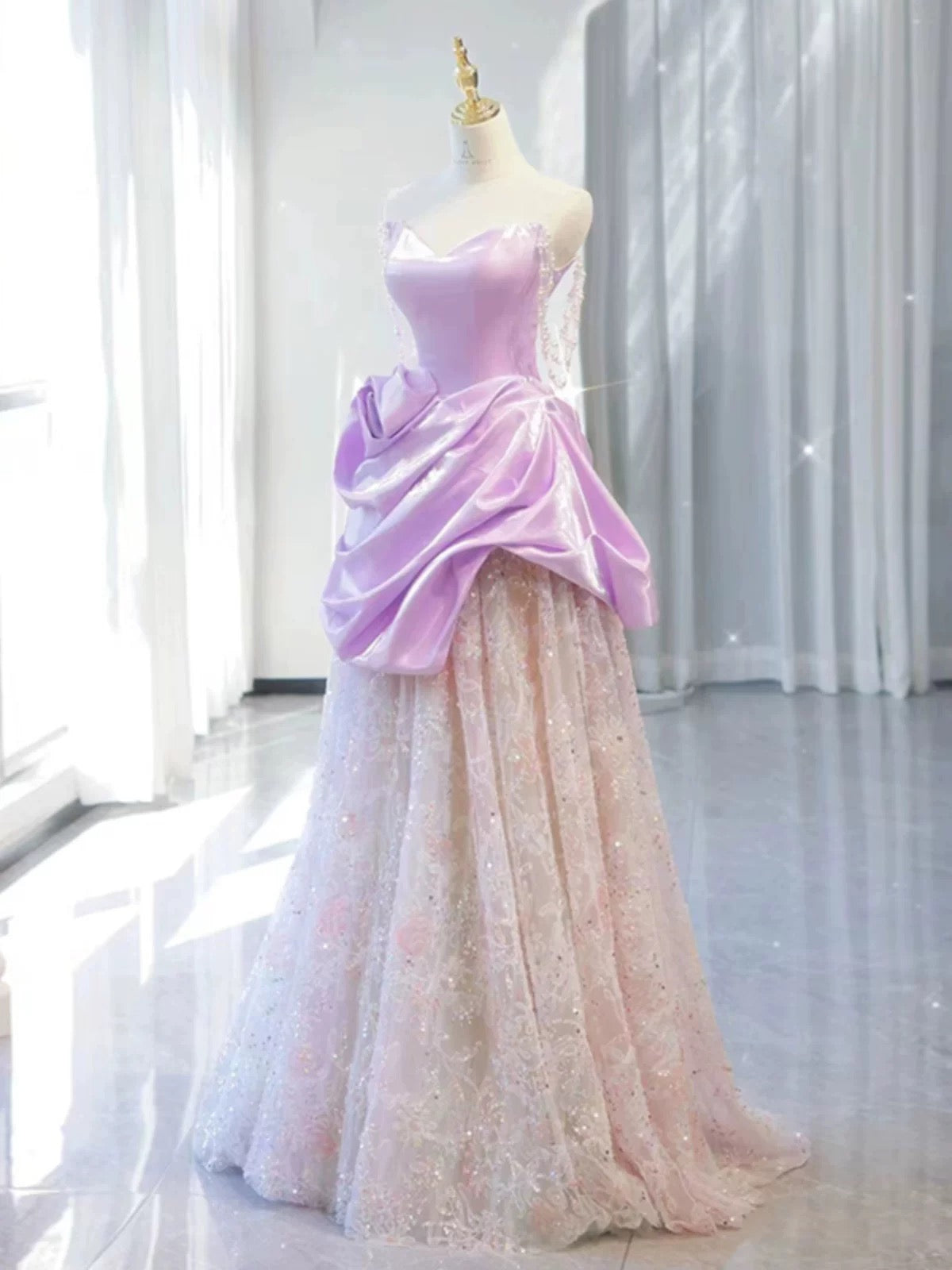 Pretty A-line Sweetheart Lilac Long Prom Dress Evening Dress Formal Dress SD2129