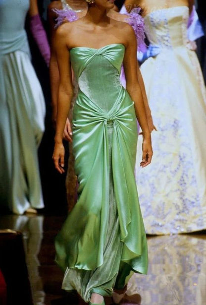 Fancy Mermaid Sweetheart Neckline Green Satin Long Prom Dress Evening Dress Formal Dress SD2172