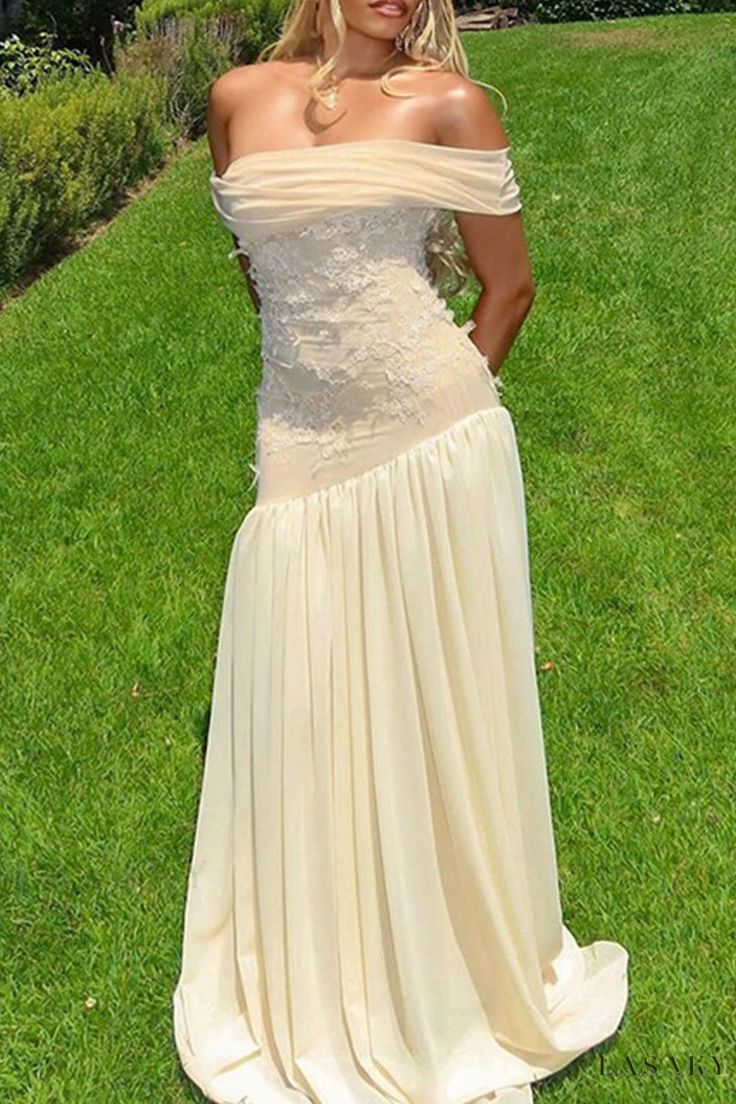 Pretty Mermaid Off The Shoulder Long Champagne Prom Dress Evening Dress Formal Dress SD2180