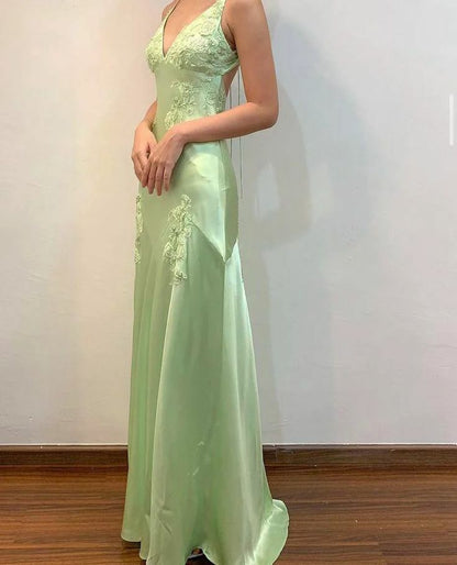 Fancy Mermaid Spaghetti Straps Green Backless Long Prom Dress Evening Dress Formal Dress SD2190