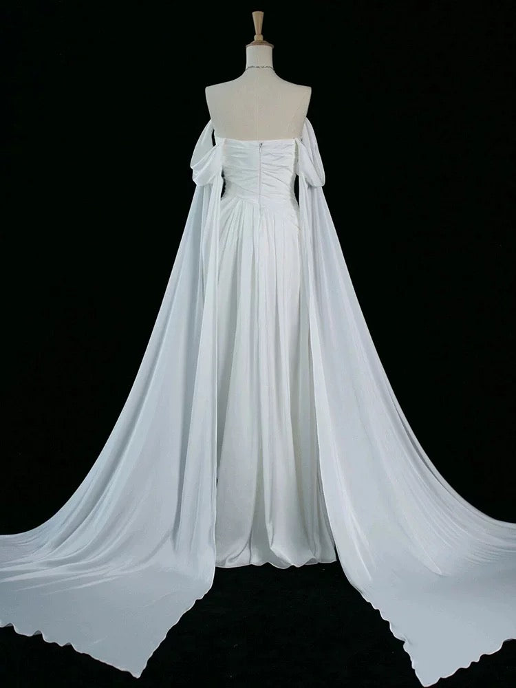 Vintage A Line Off The Shoulder Satin Prom Dresses Long Evening Gown Formal Party Dress SD2199