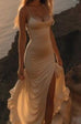 Gorgeous Mermaid Spaghetti Straps Sleeveless Applique Organza Floor-Length Prom Dresses main image 0