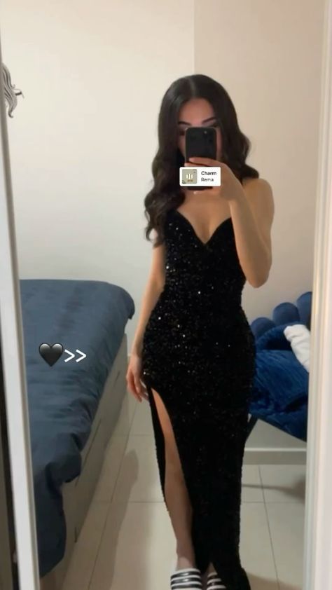 Sexy Mermaid Spaghetti Straps Sequin Slit Black Long Prom Dresses Party Dress SD2282