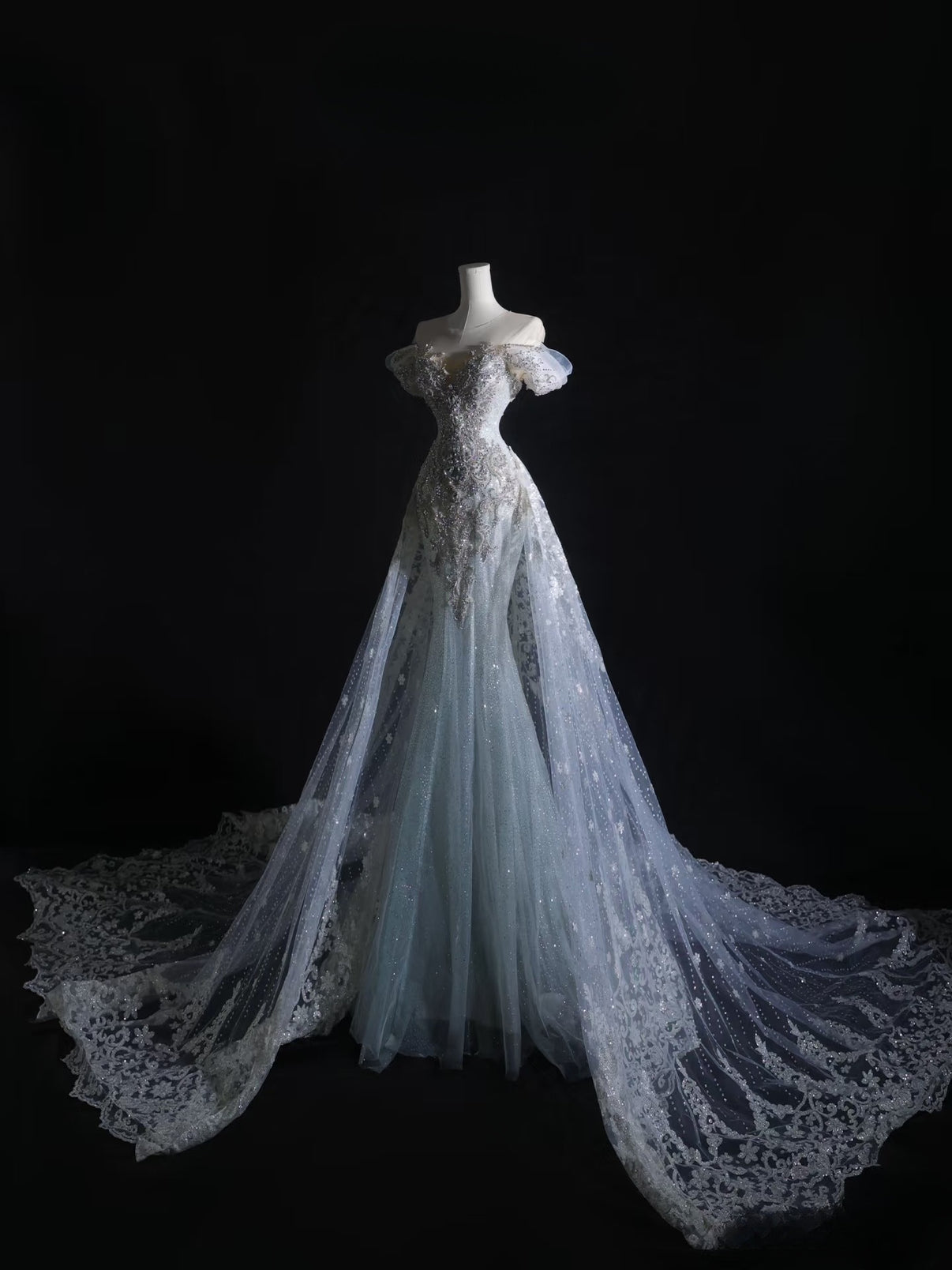Wholesale Sexy Silver Mermaid Off The Shoulder Long Beaded Prom Dress With Split prom dresses shops main image 0