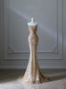Gold Mermaid Jewel Sequins Beads Satin Prom Dress LBQ3762 main image 1