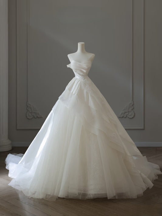 Timeless Ball Gown Sweetheart Tulle White Wedding Dresses Brides Dress SD2351