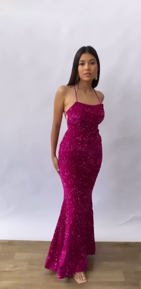 Beautiful Mermaid Spaghetti Straps Backless Sequin Long Party Dresses Prom Dress SD2368