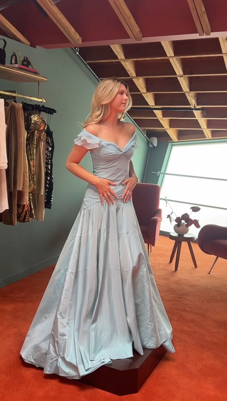 Classy Mermaid Off The Shoulder Light Sky Blue Evening Dress Prom Dresses SD2387