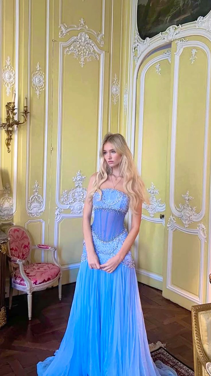 Sexy A Line Off The Shoulder Maxi Long Party Light Blue Chiffon Prom D