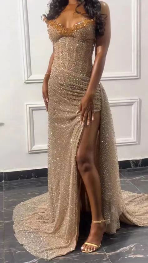 Glamorous Mermaid Spaghetti Strap Crisscross Backless Sequin Maxi Dress With Slit