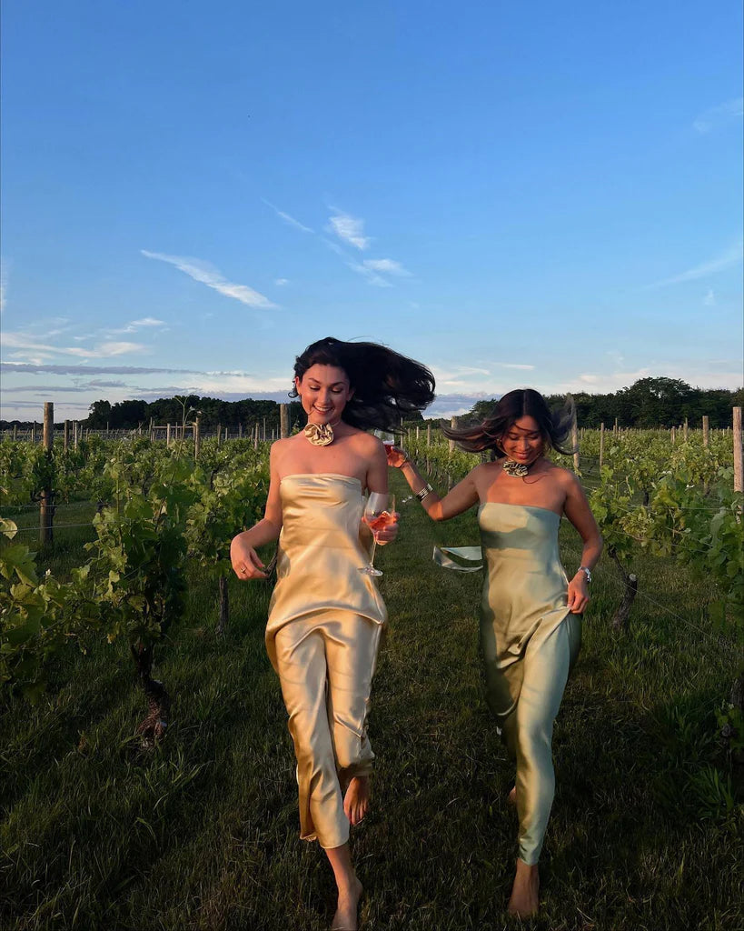 Simple Mermaid Strapless Neckline Long Party Dress Satin Yellow Prom Dresses SD2424