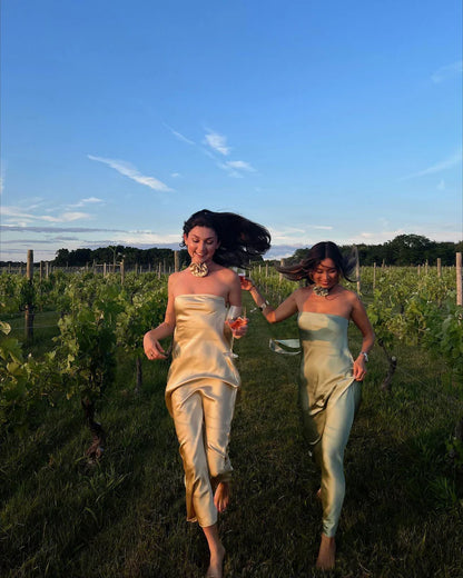 Simple Mermaid Strapless Neckline Long Party Dress Satin Yellow Prom Dresses SD2424