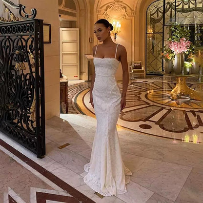 Modest Mermaid Spaghetti Straps Long Prom Dresses Formal Graduation Party Dress Evening Dress SD2461