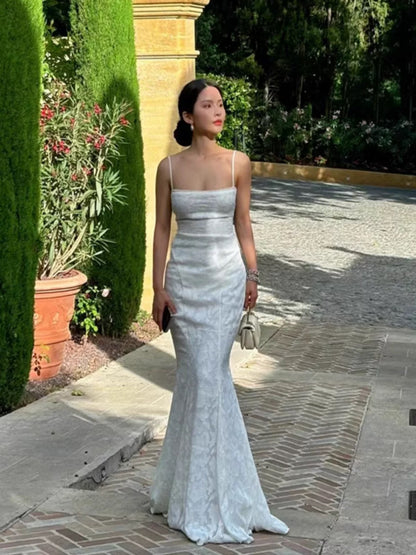 Modest Mermaid Spaghetti Straps Long Prom Dresses Formal Graduation Party Dress Evening Dress SD2461