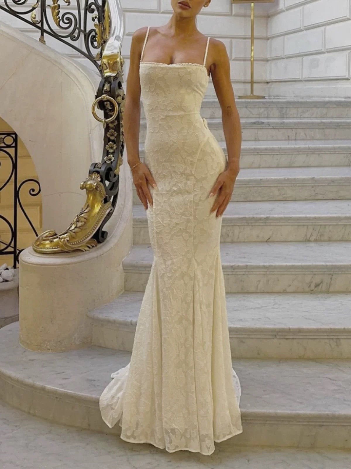 Modest Mermaid Spaghetti Straps Long Prom Dresses Formal Graduation Party Dress Evening Dress SD2461