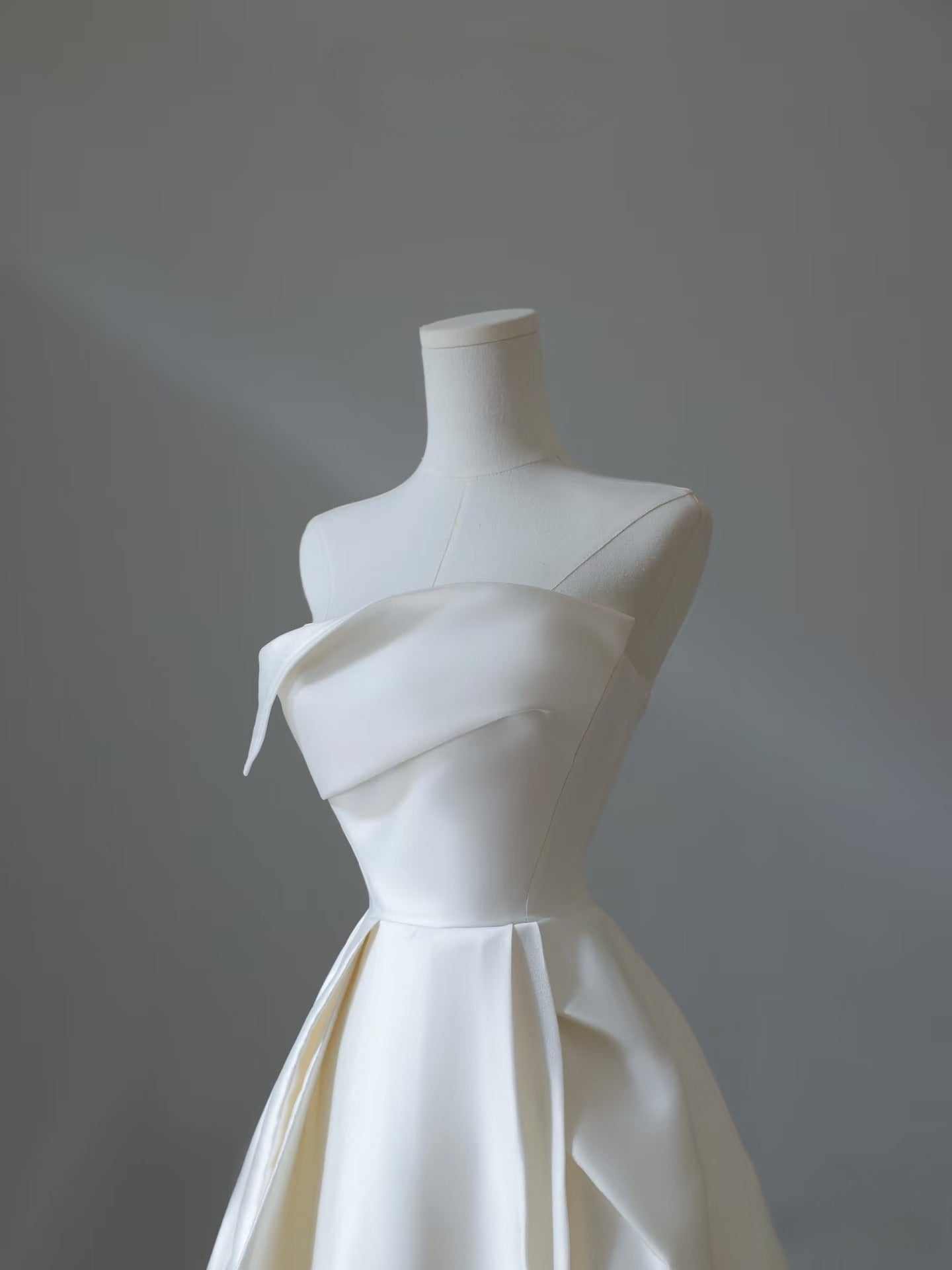 Timeless A line Strapless Satin Ivory Long Wedding Dress Bridal Dresses SD2487