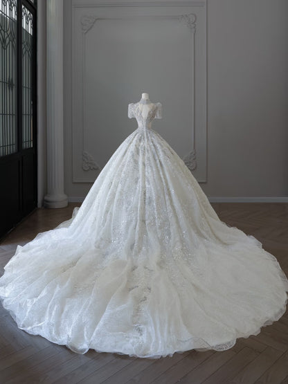 Timeless Ball Gown Jewel Neckline Sequin Half Sleeves Wedding Dress Bridal Dresses SD2489