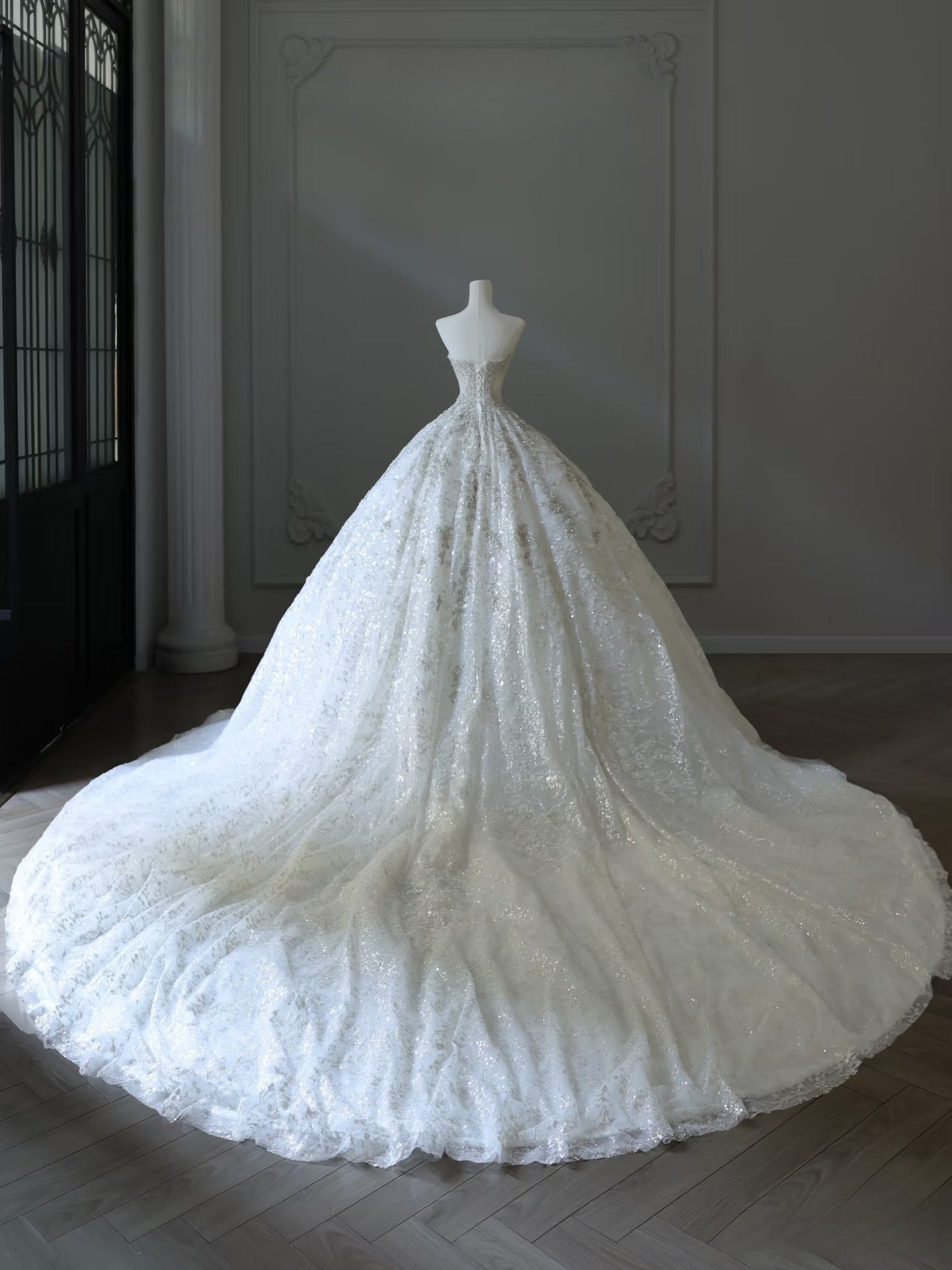 Timeless Ball Gown Sweetheart Sequin Ivory Long Wedding Dress Bridal Dresses SD2491