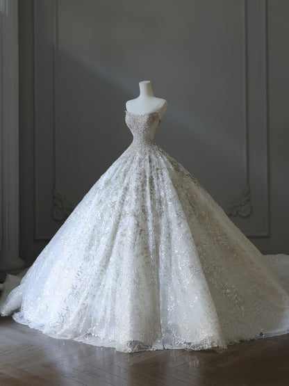 Timeless Ball Gown Sweetheart Sequin Ivory Long Wedding Dress Bridal Dresses SD2491