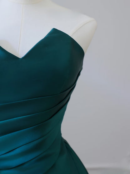Classy Ball Gown Strapless Satin Ruffles Long Evening Dress Prom Dresses SD2498