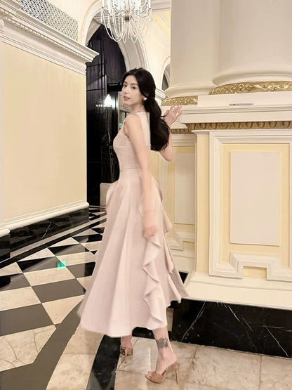 Pretty A Line Ruffles Ankle Length Pink Evening Dress Prom Dresses SD2751