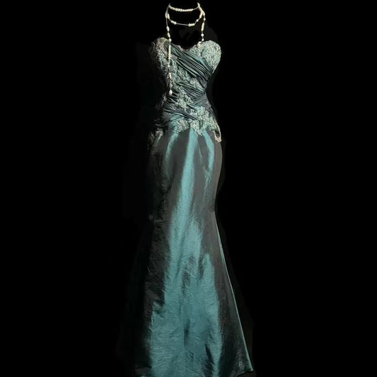 Retro Mermaid Sweetheart Taffeta Long Evening Dress Prom Dresses SD2755