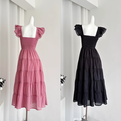 Cute A line Sleeveless Holiday Dresses Ankle Length Ruffles Pink Birthday Outfits SD276